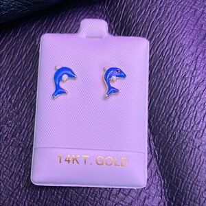 14KT Gold Dolphin Earrings(LUCKY)
